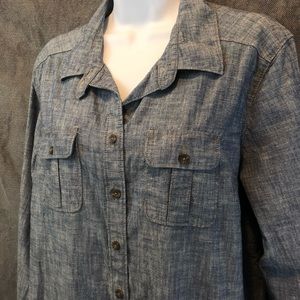 ⬇️25 Eddie Bauer Button Front Chambray Tunic Shirt